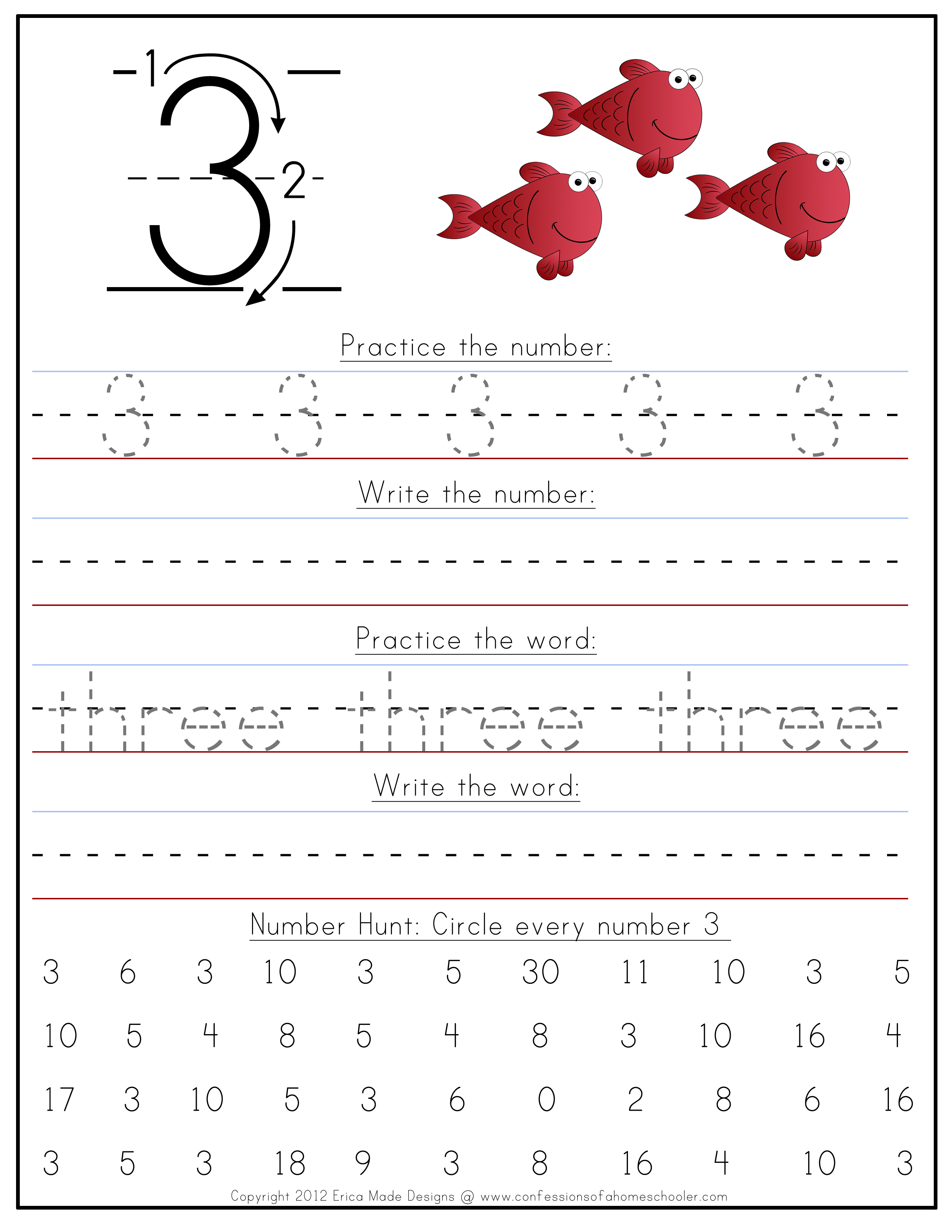 Writing Numbers Worksheets and Printables