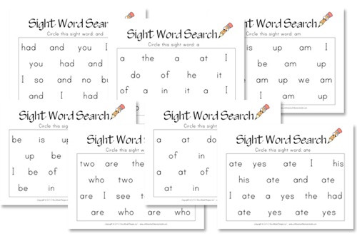 word kindergarten  Kindergarten  Word Homeschooler  Confessions Search a of Sight worksheets sight practice