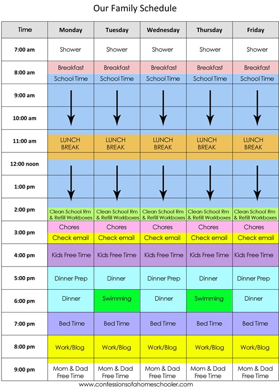 Homeschool Daily Schedule Chart