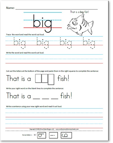 of Word  Kindergarten worksheets sight Primer)  pictures  a word (Pre Sight Confessions  with  Sentences