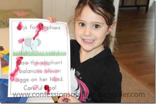 Kindergarten elephant letter hunt worksheet