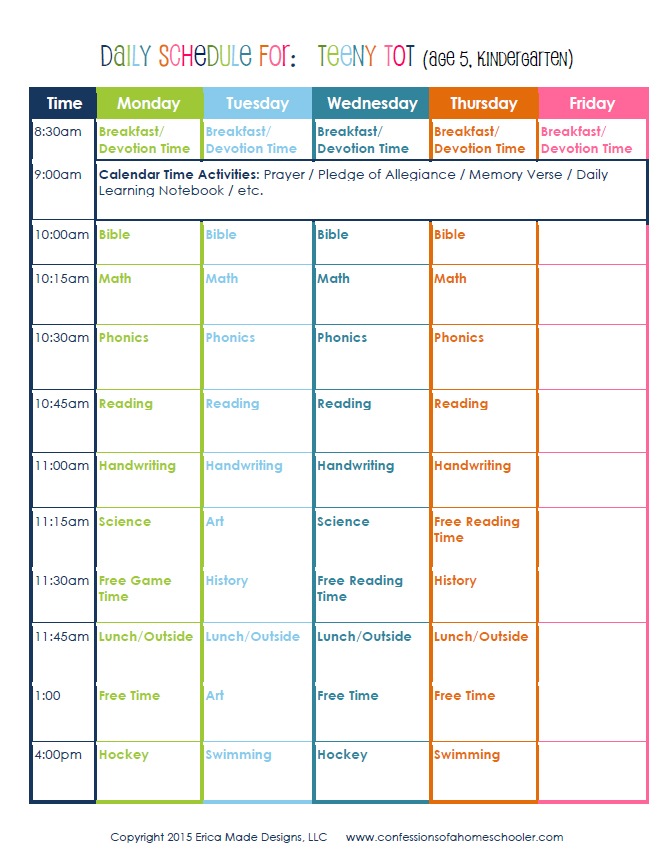 Daily Routine Chart For 8 Year Old