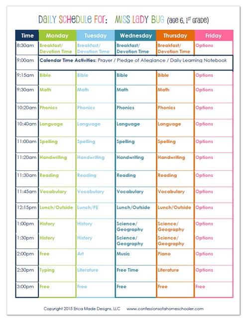 Daily Routine Chart For 6 Year Old