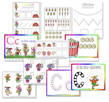 C is for Clown Free Preschool Printables