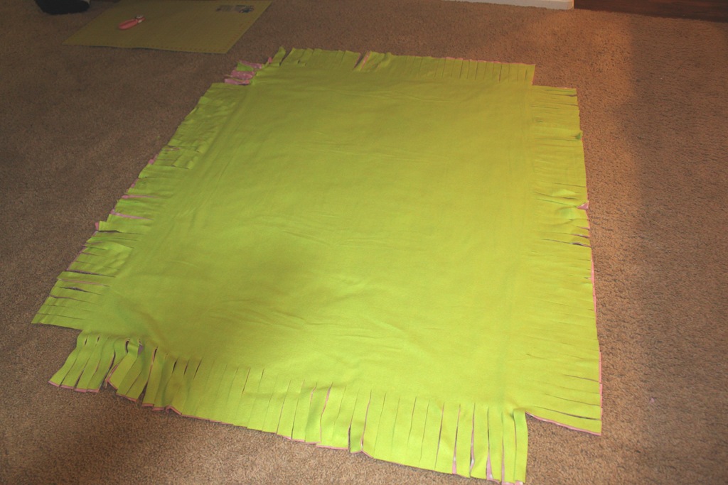 No-Sew Fleece Blanket - A Beautiful Mess