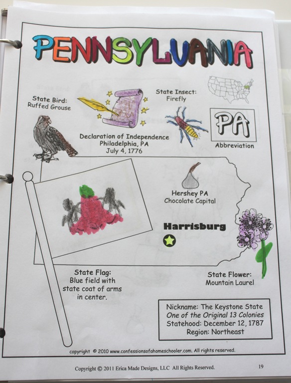 pennsylvania state coloring pages