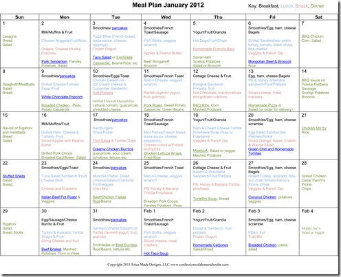 Happy New Year & 2012 Monthly Meal Plan