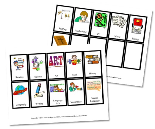 Workbox School Subject Cards