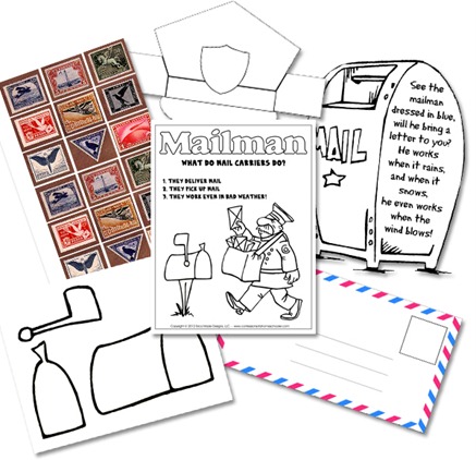 image examples of printables for learning about mailmen