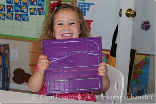 Teeny Tot preschool geoboard activity