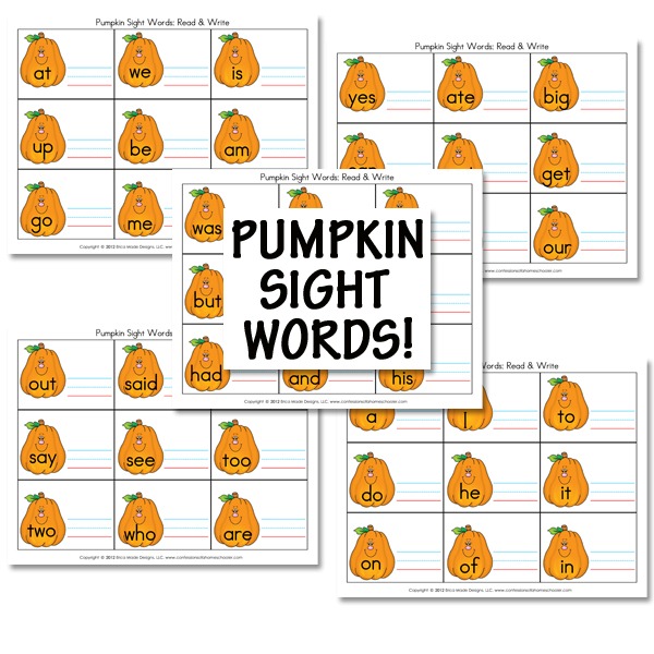 Pumpkin Sight Words