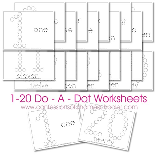 Free 1 20 Do A Dot Number Worksheets Confessions Of A Homeschooler
