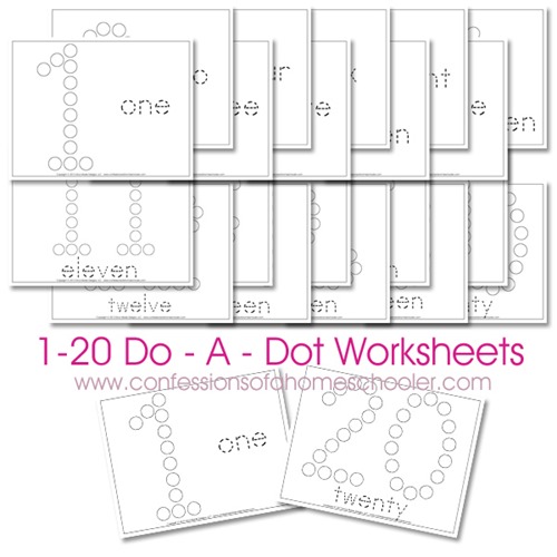 Free 1 Do A Dot Number Worksheets Confessions Of A Homeschooler