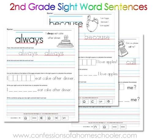 2nd Grade Sight Word Sentences - Confessions of a Homeschooler