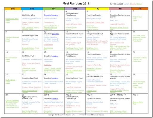 June 2014 Monthly Meal Plan!