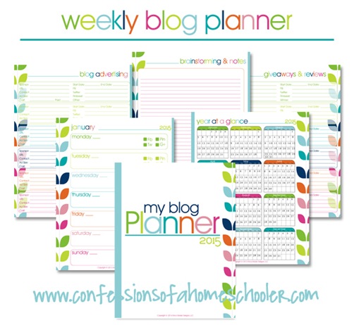 Verstrooien voorspelling Verslaggever 2015 Weekly Blog Planner - FREE! - Confessions of a Homeschooler