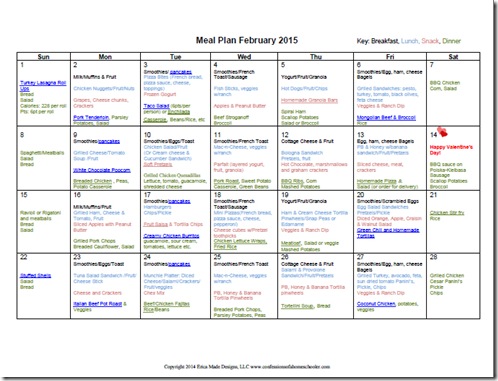 February 2015 Monthly Meal Plan