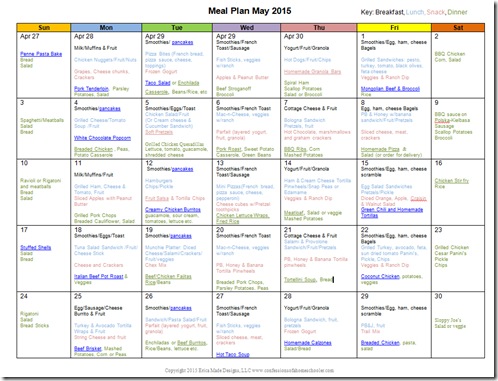 May 2015 Monthly Meal Plan