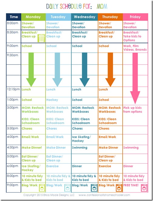 Homeschool Daily Schedule Chart