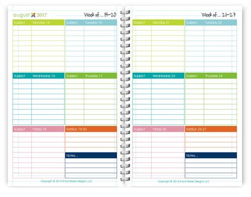 2016-2017 5×7 Student Lesson Planner