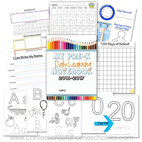 2016-2017 Preschool Daily Learning Notebook