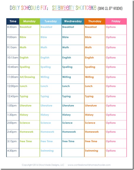 8th grade homeschool schedule confessions of a homeschooler