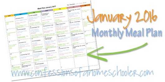 2017 January Monthly Meal Plan