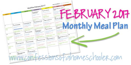 February 2017 Monthly Meal Plan