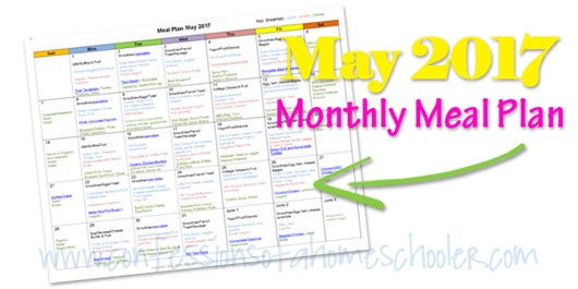 May 2017 Monthly Meal Plan