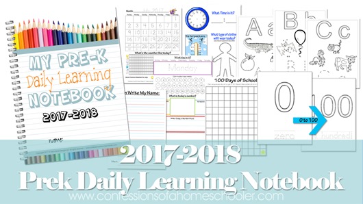 Homework Notebook Pre K 2017-2018 Preschool Daily Learning Notebook | Confessions of a ...