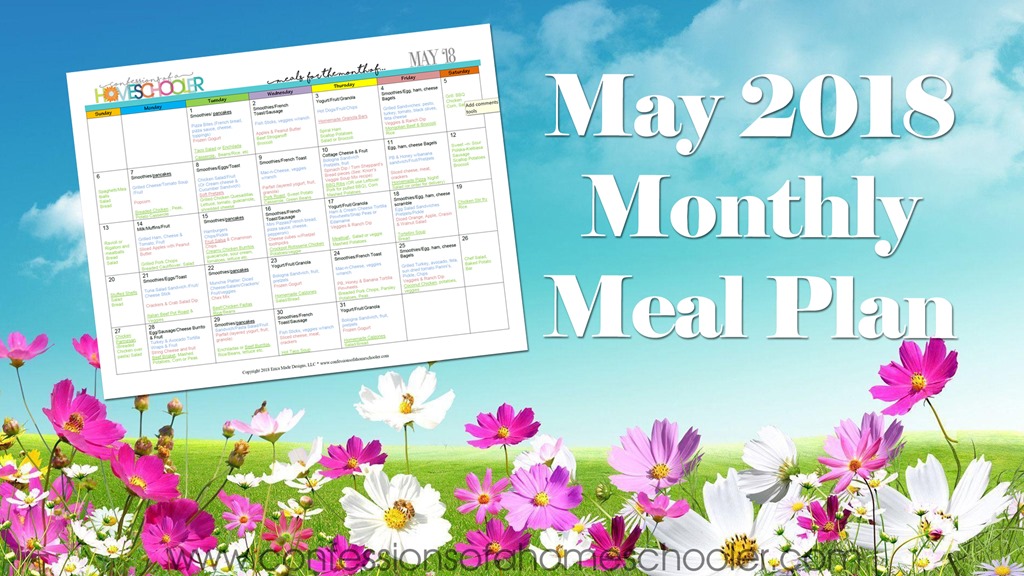 May 2018 Monthly Meal Plan