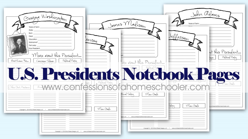 United States President Notebooking Pages