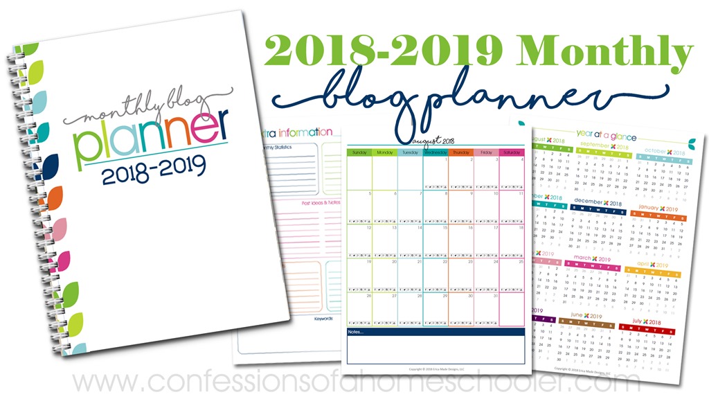 2018-2019 Monthly Blog Planner