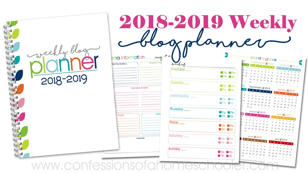 2018-2019 Weekly Blog Planner