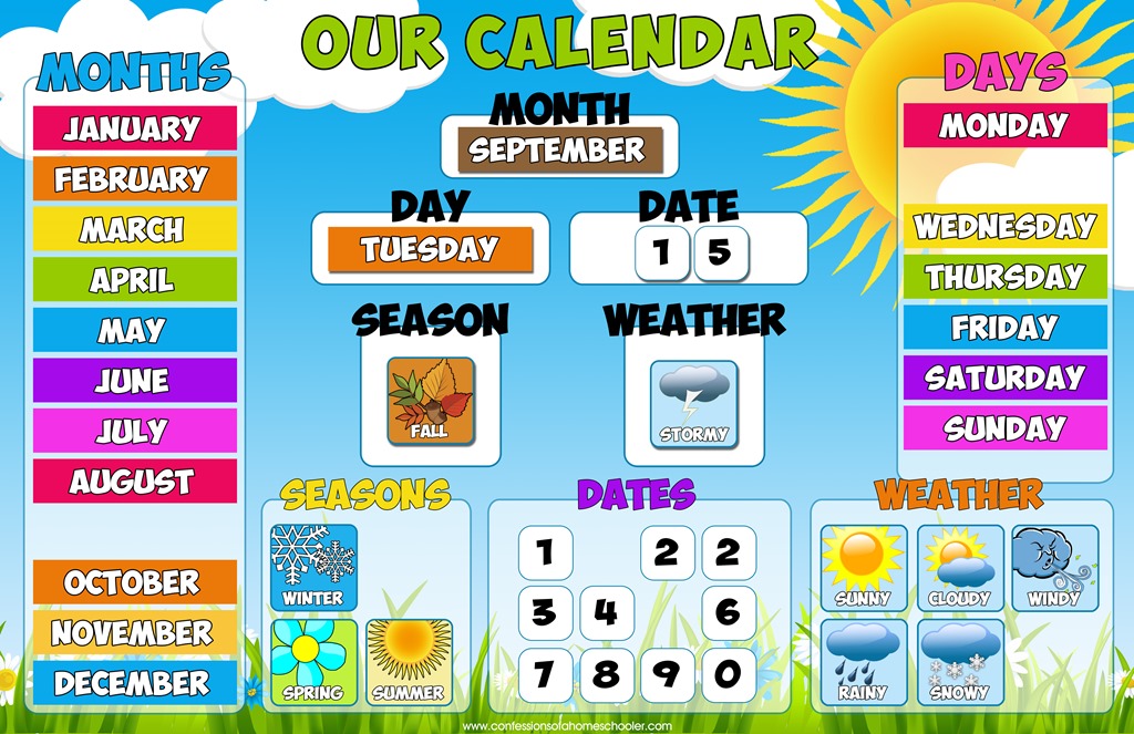 Educational Calendar Bulletin Set