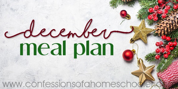 December 2020 Monthly Meal Plan