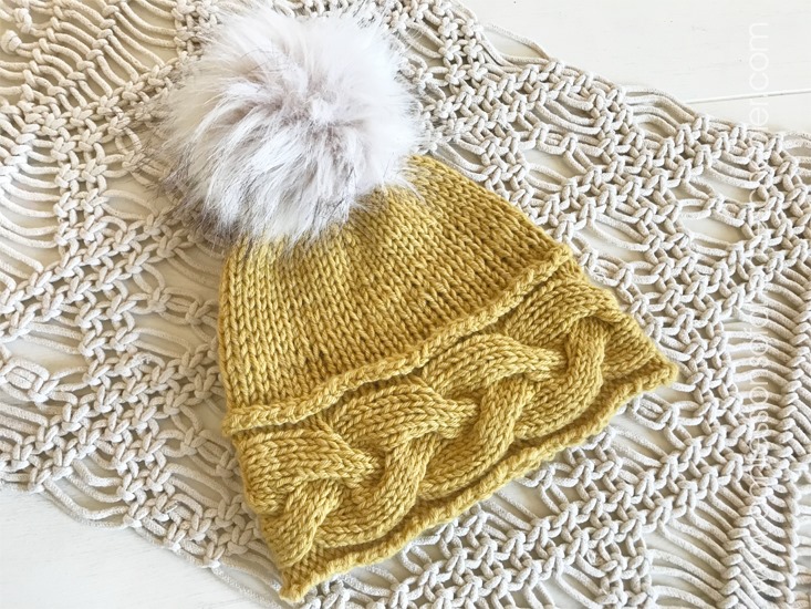 Wheatlands: Braided Cable Knit Beanie Pattern