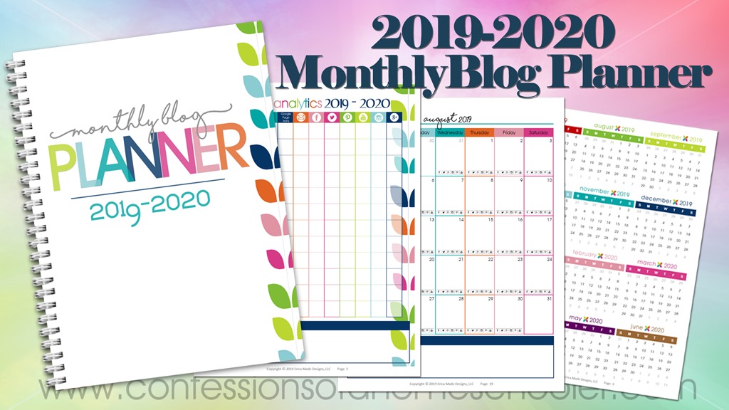 2019-2020 Monthly Blog Planner