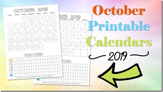 October 2019 Printable Calendars