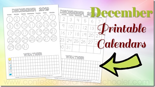December 2019 Printable Calendars