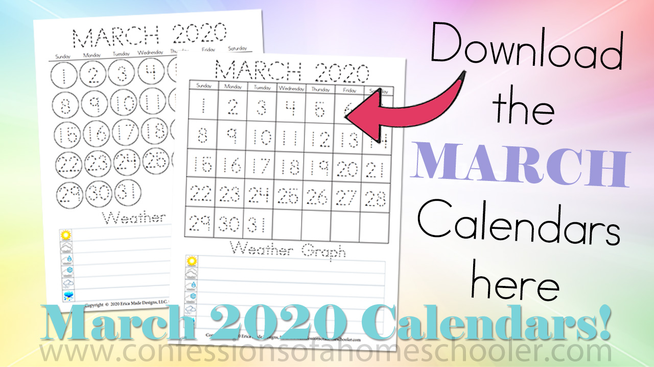 March 2020 Printable Calendars