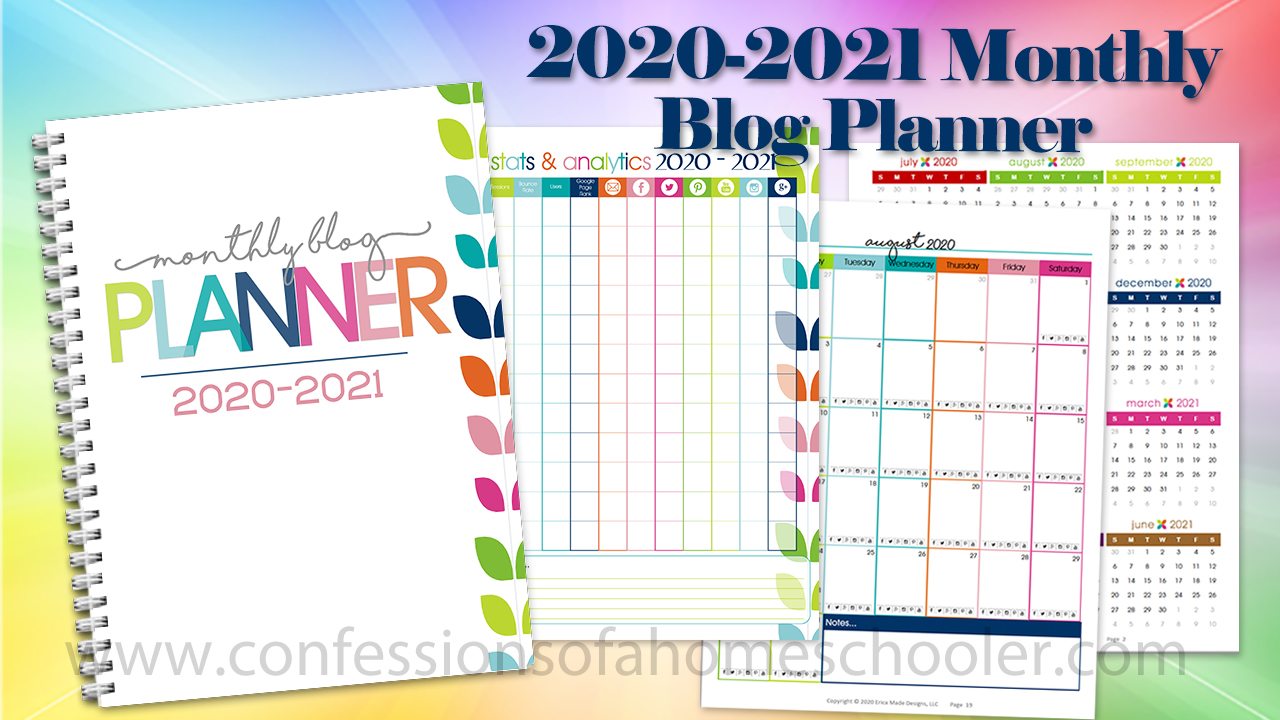 2020-2021 Monthly Blog Planner