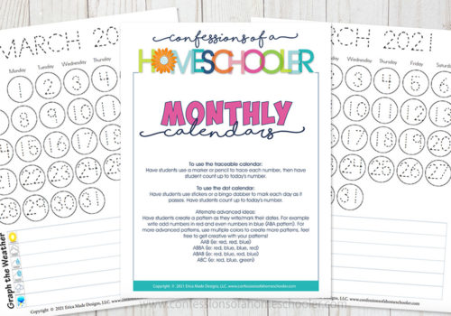 March 2021 Printable Monthly Calendars