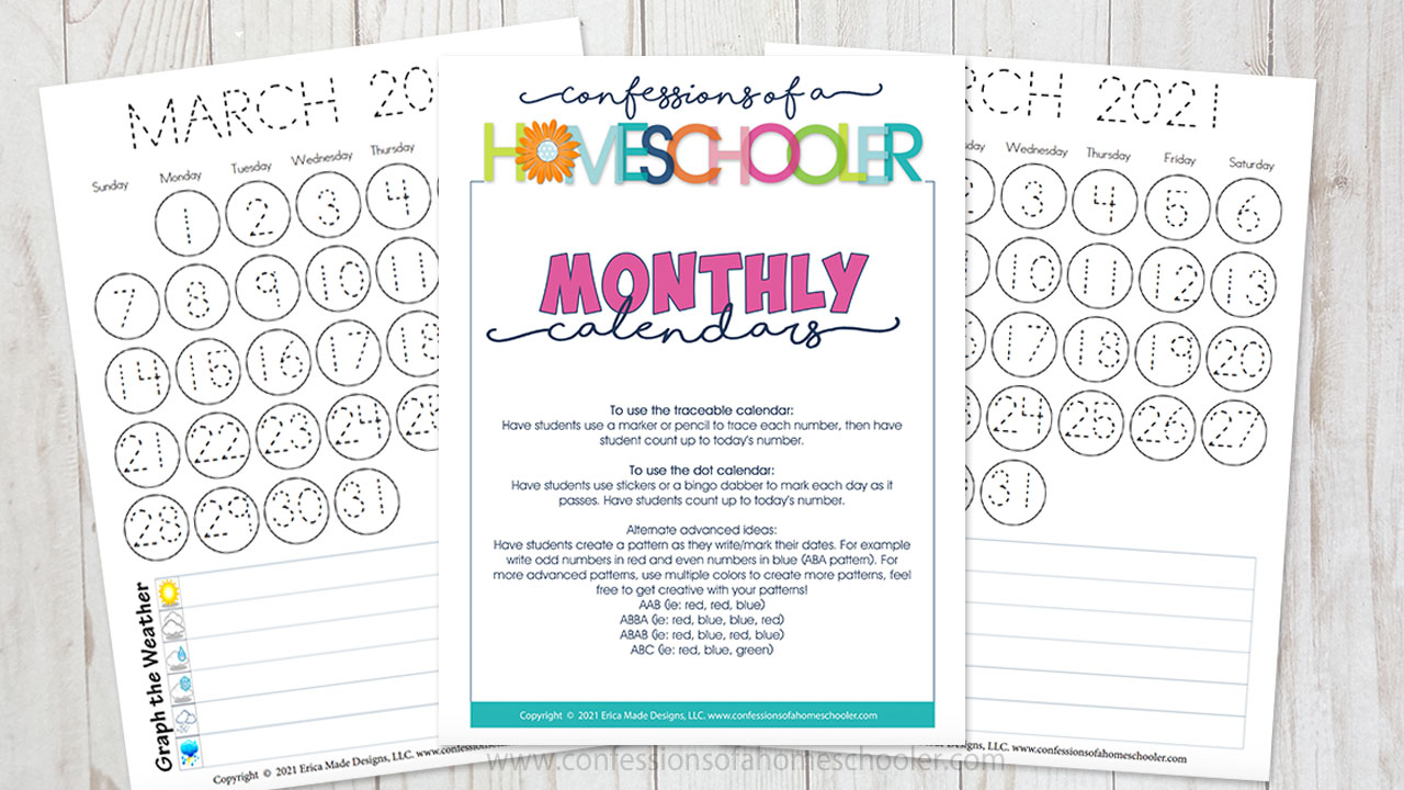 March 2021 Printable Monthly Calendars