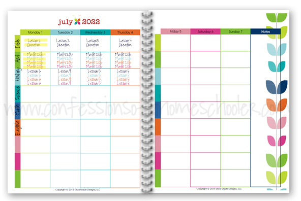 Homeschool Lesson Planner Pages