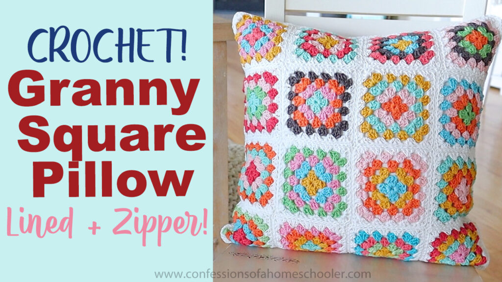 Crochet Granny Square Pillow