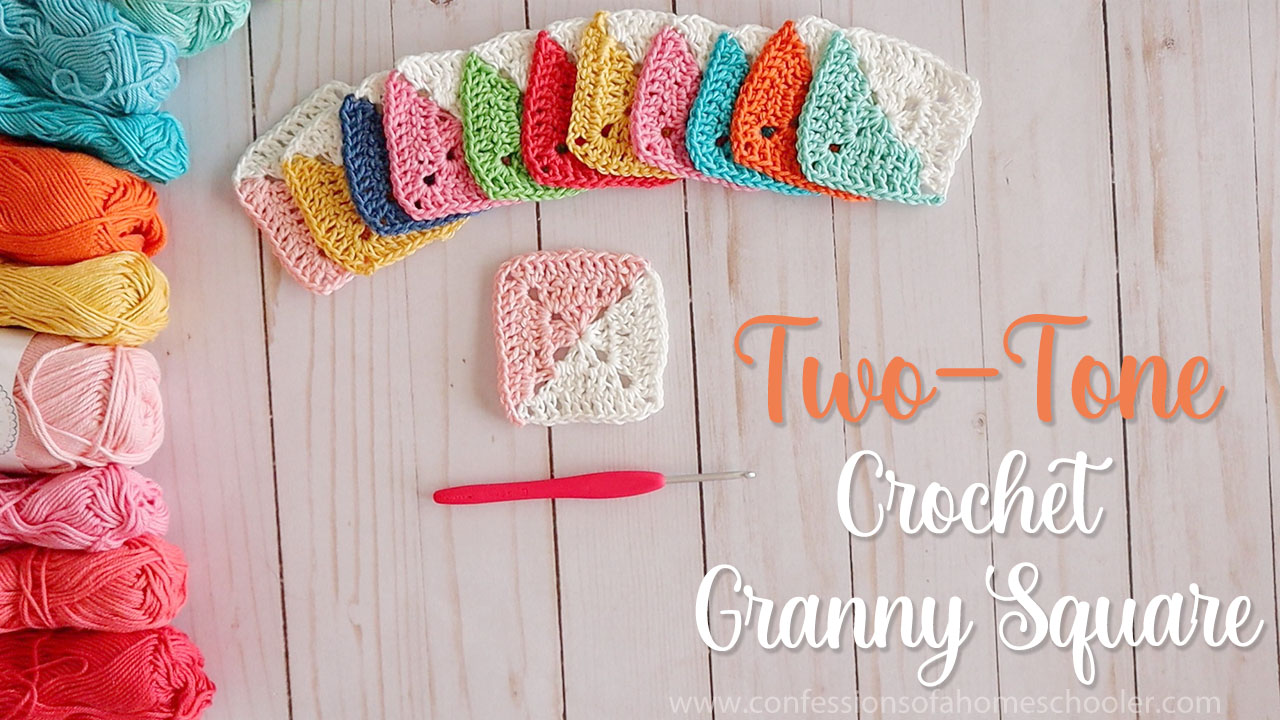 EASY CROCHET: 2 Tone Granny Square Tutorial - Confessions of a Homeschooler