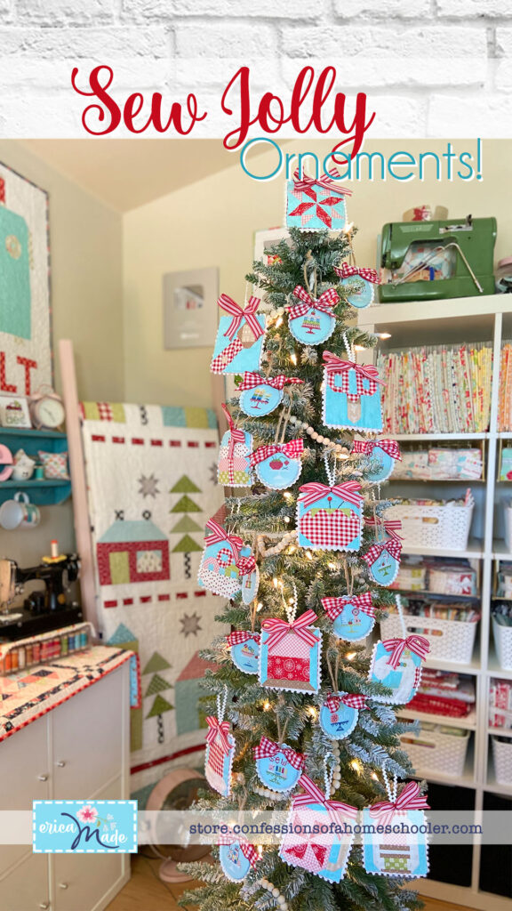Sew Jolly Quilty Ornaments on tree