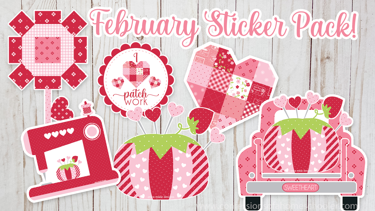 February Sewing-Themed Vinyl Sticker Pack