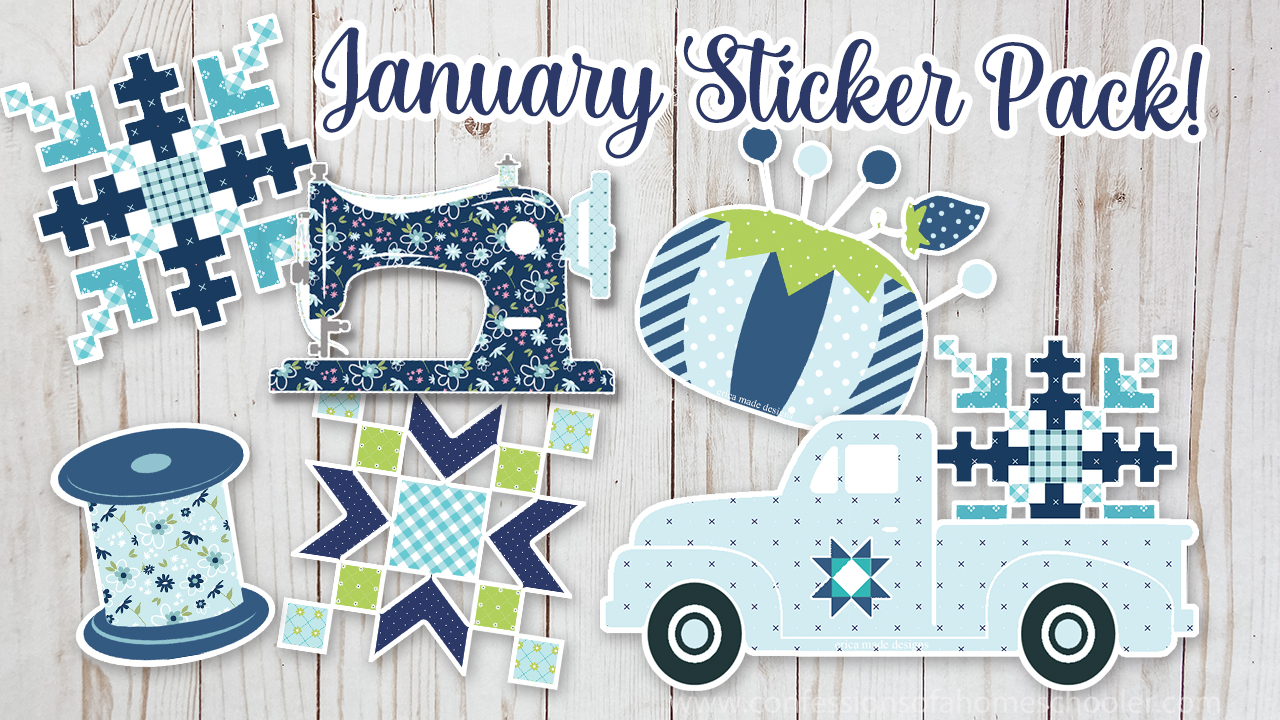 January Sewing Themed Vinyl Sticker Pack